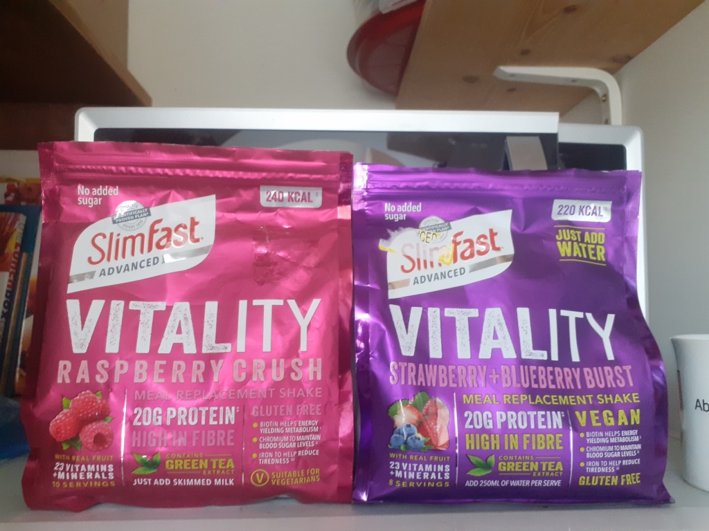 Two bags of slimfast vitality shake mixes